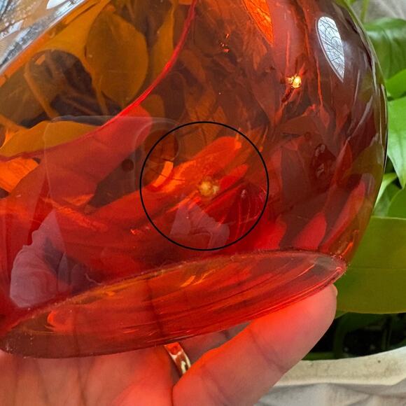 Vintage Viking Persimmon Orb Ashtray MCM Round Half Dome Orange Single Slot - Picture 6 of 7